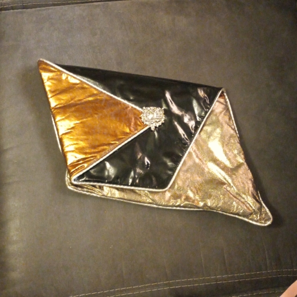 Large leather clutch bag